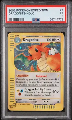 PSA 1 PR 2002 Expedition Dragonite Holo Foil 9/165 WOTC E-Reader Series Pokemon - Image 1
