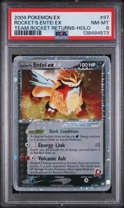 2004 POKEMON EX TEAM ROCKET RETURNS #97 ROCKET'S ENTEI EX-HOLO PSA 8 RegradeU - Image 1