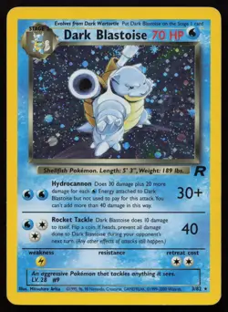 Dark Blastoise 3/82 Unlimited Holo Rare Team Rocket Pokemon English LP - Image 1