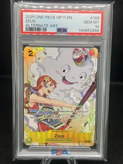 2025 One Piece Zeus Rare Alt Art Alternative #OP11-106 PSA 10 GEM MINT - Image 1