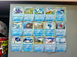Cute Water Type Pokemon TCG Various Sets Lot 15 Regular Common Blue Cards - Image 1