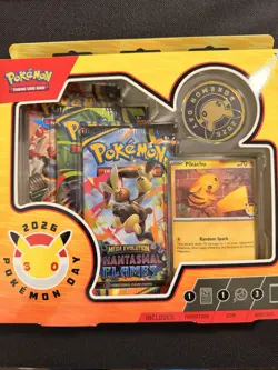 Pokemon TCG Pokemon Day 2026 Box Pikachu Promo Card, Coin, Booster Packs - Image 1