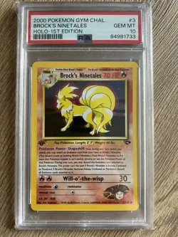PSA 10 Brock's Ninetales 3/132 Gym Challenge 1st Edition 2000 Holo Pokemon Card - Image 1