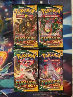 Pokemon TCG Sword & Shield Evolving Skies Sealed Booster Pack Art Set 4 Packs - Image 1