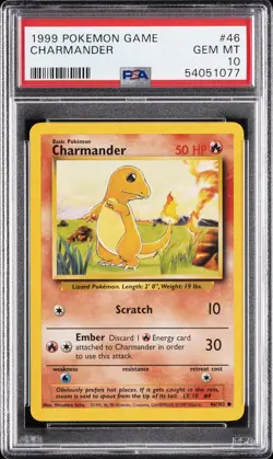 1999 POKEMON GAME #46 CHARMANDER PSA 10 - Image 1