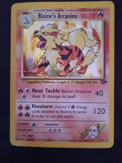 Pokemon TCG Blaine's Arcanine Gym Challenge 1/132 Holo Unlimited Holo DAMAGED - Image 1