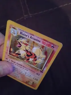 Pokemon TCG Blaine's Arcanine Gym Challenge 1/132 Holo Unlimited Holo DAMAGED - Image 3