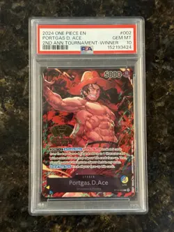 2024 One Piece 2nd Anniversary Tournament Winner Portgas D. Ace #002 PSA 10 - Image 1