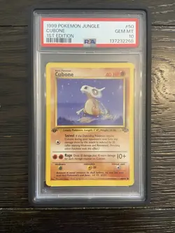 1999 Pokemon Jungle Cubone #50 GEM MT PSA 10 1st Edition - Image 1