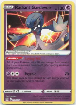 Radiant Gardevoir 069/196 Radiant Rare Lost Origin Pokemon Near Mint - Image 1