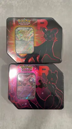 Pokemon Team Rocket Destined Rivals Tins Set of 2 Mewtwo and Persian ! *NEW* - Image 1