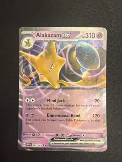 Pokemon TCG Alakazam ex 65/165 Scarlet & Violet 151 Double Rare Full Art Holo NM - Image 1
