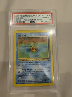 Pokemon 2000 Black Star Psyduck Promo Pokemon League 20 PSA10 Gem mint - Image 1