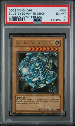 2002 YU-GI-OH! SHONEN JUMP PROMO #001 BLUE-EYES WHITE DRAGON PSA 6 - Image 1