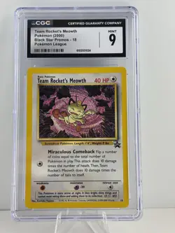 Team Rocket's Meowth 18/53 Wotc Black Star Promo Pokemon CGG 9 **MINT** - Image 1