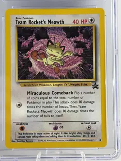 Team Rocket's Meowth 18/53 Wotc Black Star Promo Pokemon CGG 9 **MINT** - Image 2