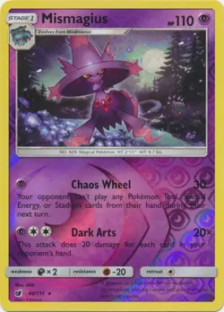 Mismagius - 40/111 - Rare - Reverse Holo NM, English Pokemon Crimson Invasion - Image 1