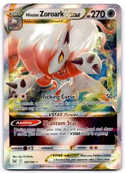 Hisuian Zoroark VSTAR 147/196 Holo VSTAR Rare Lost Origin Pokemon Holo Near Mint - Image 1