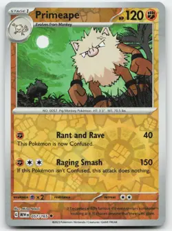 Primeape #57/165 (Reverse Holo) (NM) SV: Scarlet & Violet 151 MEW Pokemon - Image 1