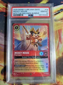 2025 DISNEY LORCANA EN P2-PROMO #18 MICKEY MOUSE - PIRATE CAPTAIN PSA 10 - Image 1