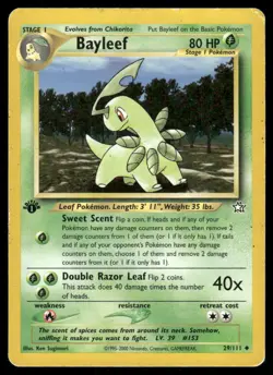 Pokemon Cards Bayleef 29/111 1st Edition Neo Genesis Uncommon MP - Image 1