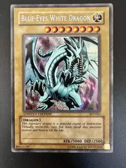 Blue-Eyes White Dragon Secret Rare Holo BPT-003 2002 Collectors Tin Konami LE LP - Image 1