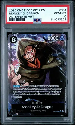 2025 One Piece OP12 Legacy Of The Master #094 Monkey D. Dragon Alt Art PSA 10 - Image 1