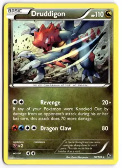Pokemon TCG Druddigon (Flashfire) 070/106 Deck Exclusives Non-Holo Rare - Image 1