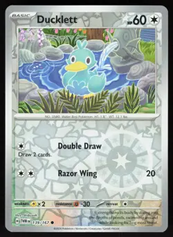Ducklett 139/167 Common Twilight Masquerade Pokemon Reverse Holo Near Mint - Image 1