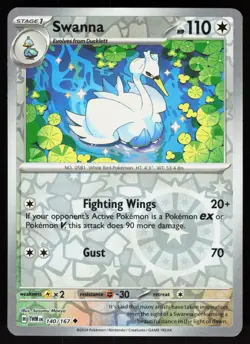Swanna 140/167 Uncommon Twilight Masquerade Pokemon Reverse Holo Near Mint - Image 1