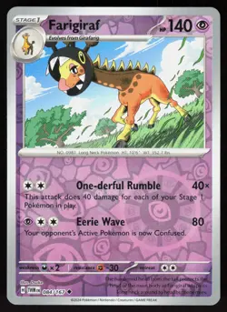Farigiraf 084/167 Uncommon Twilight Masquerade Pokemon Reverse Holo Near Mint - Image 1