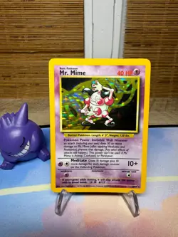 NO SYMBOL ERROR Mr. Mime Jungle 6/64 Holo Unlimited Holo Pokemon TCG WOTC - Image 1