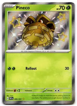 Pineco 099/091 Shiny Rare Paldean Fates Pokemon Near Mint - Image 1