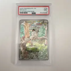 Pokemon Meowth Illustration Rare Holo Me02: Phantasmal Flames 106/094 PSA 9 2025 - Image 1