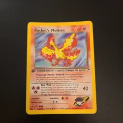 Pokemon Rocket's Moltres 12/132 Gym Heroes Holo Rare 60 HP English 2000 - Image 1