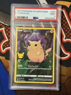 2021 Pokemon Pikachu 005/025 Celebrations Holo Full Art PSA 9 MINT - Image 1