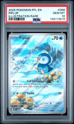 2025 POKEMON PFL EN-PHANTASMAL FLAMES ILLUSTRATION RARE #098 PIPLUP PSA 10 - Image 1