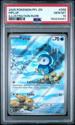2025 POKEMON PFL EN-PHANTASMAL FLAMES ILLUSTRATION RARE #098 PIPLUP PSA 10 - Image 1