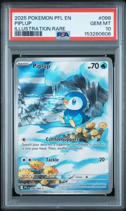 2025 POKEMON PFL EN-PHANTASMAL FLAMES ILLUSTRATION RARE #098 PIPLUP PSA 10 - Image 1