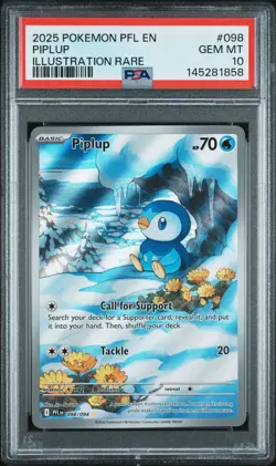 2025 POKEMON PFL EN-PHANTASMAL FLAMES ILLUSTRATION RARE #098 PIPLUP PSA 10 - Image 1