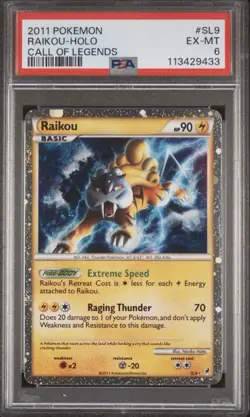 2011 Pokemon Call of Legends Shiny Raikou Holo Secret Rare #SL9 PSA 6 LOW POP - Image 1