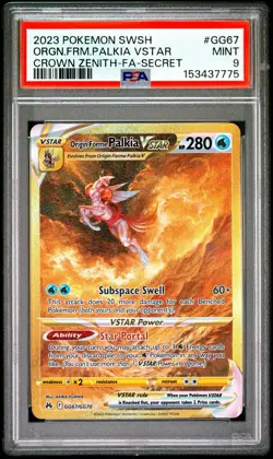2023 POKEMON CROWN ZENITH PSA 9 ORIGIN FORME PALKIA VSTAR FULL ART SECRET GG67 - Image 1