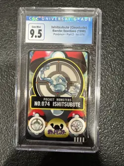 Geodude 074 Pokemon Sealdass Sticker 1997 Nintendo Japanese CGC 10 - Image 1