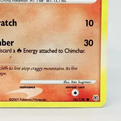 Pokemon TCG Chimchar Diamond & Pearl 76/130 Vintage Holo Card MP - Image 4