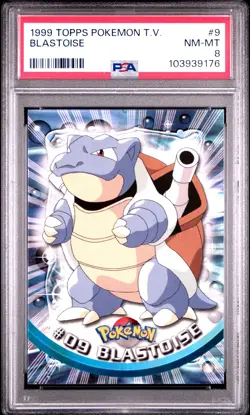 1999 TOPPS POKEMON TV #9 BLASTOISE PSA 8 - Image 1