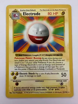 Pokemon Electrode 021/102 Base Set (Shadowless) NON-HOLO LP - Image 1