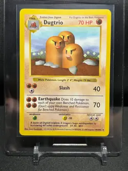 Dugtrio 19/102 Rare Pokemon 1999 Shadowless Base Set LP - Image 1