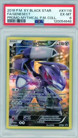 2016 Pokemon XY Black Star Promo Genesect Mythical Collection #XY119 PSA 6 - Image 1