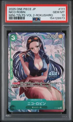 Nico Robin PSA10 2025 One Piece Japanese Mini-Tin Pack Set Vol.2-Rokushiro #111 - Image 1
