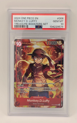 One Piece English Monkey D. Luffy #006 Treasure Booster PSA 10 GEM MINT ST10-006 - Image 1